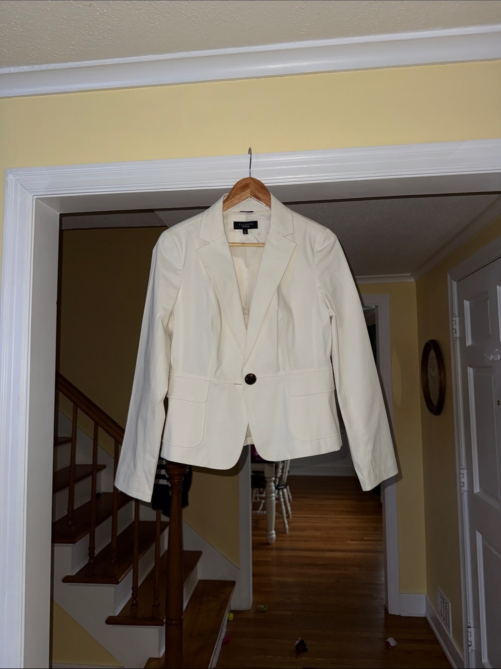 Talbots Cream Single-Button Tailored Blazer